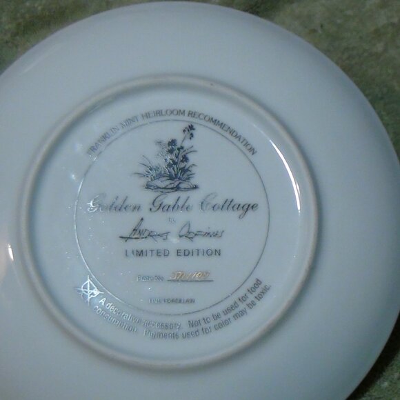 Franklin Mint “Golden Gable Cottage” L.E. Porcelain 8" Plate By Andres Orpinas - Picture 6 of 11